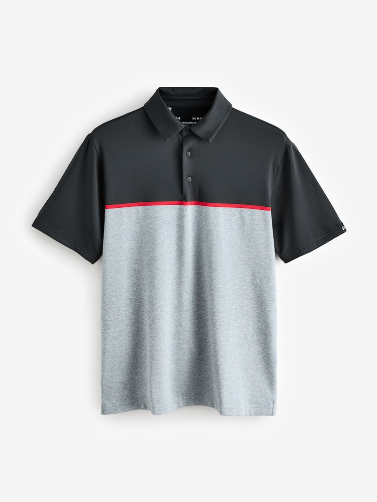 Under Armour Black/Grey Golf Payoff 3.0 Stripe Polo Shirt - Image 1 of 2