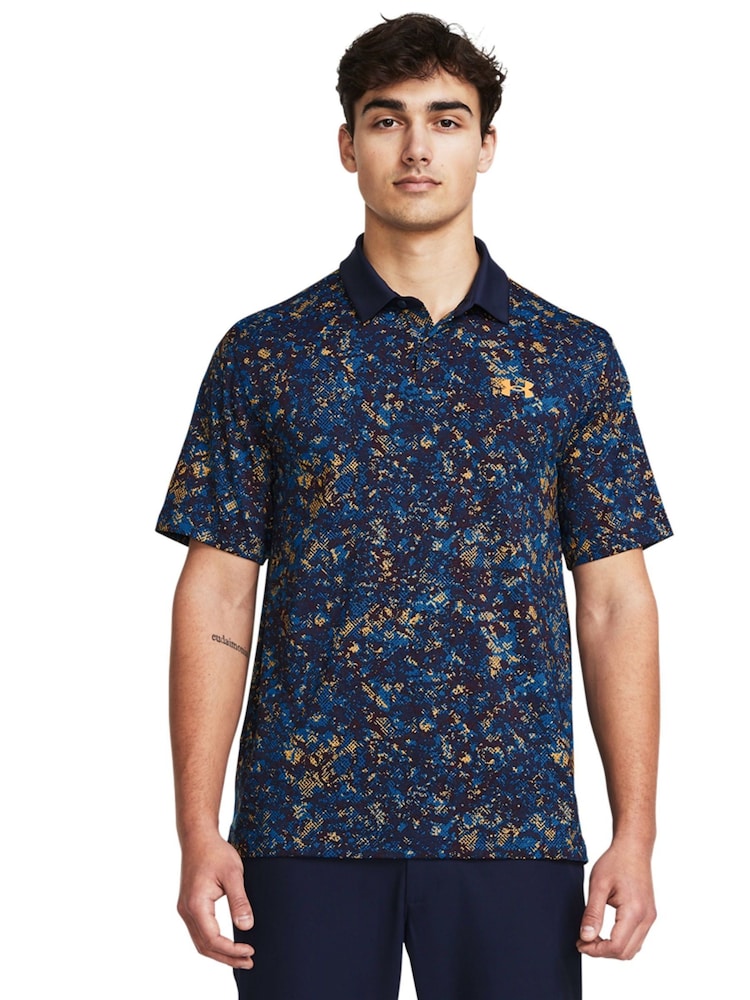 Under Armour Navy Golf T2G Printed Polo Shirt - Image 1 of 4