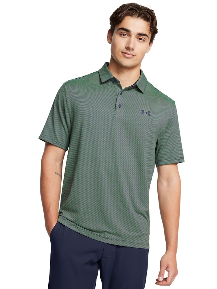 Under Armour Green Golf Playoff 3.0 Stripe Polo Shirt - Image 1 of 4