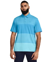 Under Armour Bright Blue Golf Playoff 3.0 Stripe Polo Shirt - Image 1 of 4