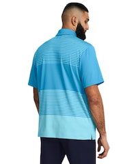 Under Armour Bright Blue Golf Playoff 3.0 Stripe Polo Shirt - Image 2 of 4