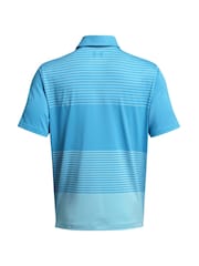Under Armour Bright Blue Golf Playoff 3.0 Stripe Polo Shirt - Image 4 of 4