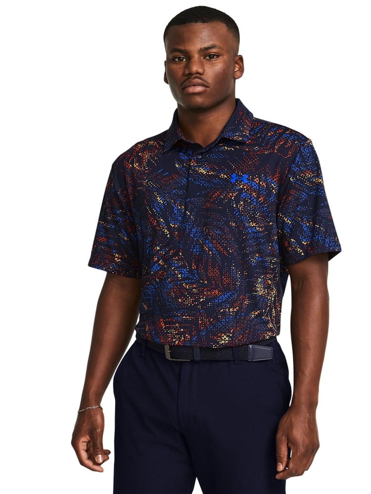 Under Armour Navy Golf Playoff 3.0 Printed Polo Shirt - Image 1 of 6