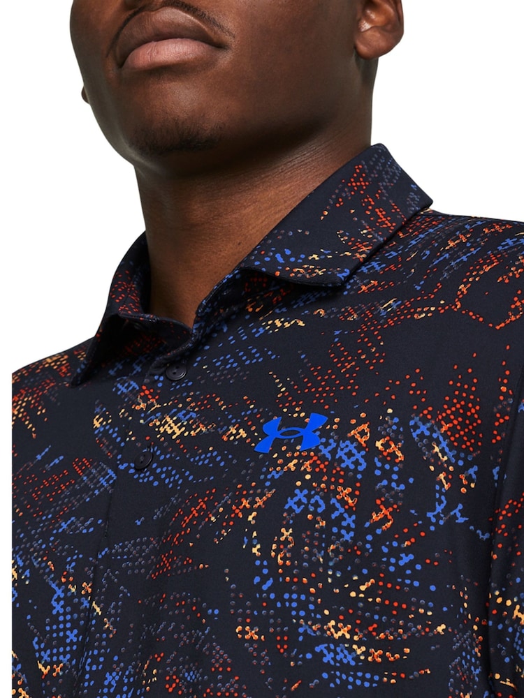 Under Armour Navy Golf Playoff 3.0 Printed Polo Shirt - Image 4 of 6