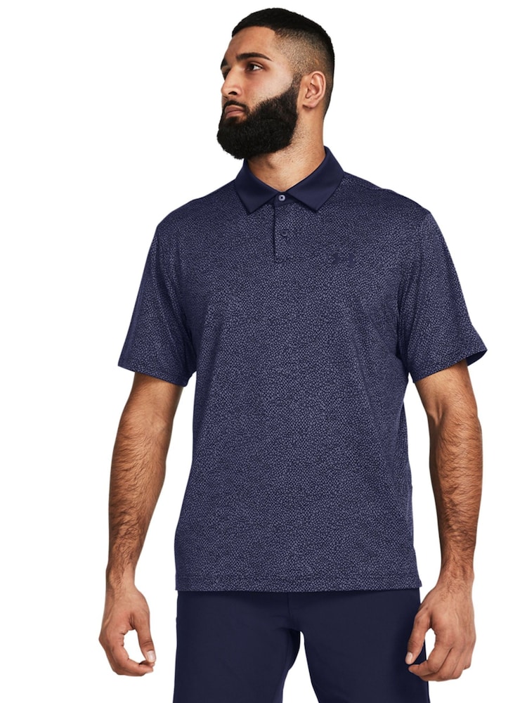 Under Armour Dark Blue Golf T2G Printed Polo Shirt - Image 1 of 5