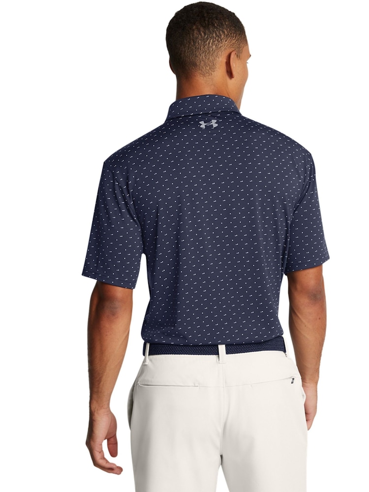 Under Armour Dark Blue Golf Playoff 3.0 Printed Polo Shirt - Image 2 of 4