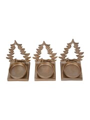 Laura Ashley Set of 3 Champagne Gold Festive Aluminium Xmas Tree Tea Light Holders - Image 3 of 5