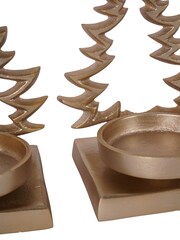 Laura Ashley Set of 3 Champagne Gold Festive Aluminium Xmas Tree Tea Light Holders - Image 4 of 5