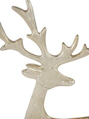 Laura Ashley Set of 2 Champagne Gold Base On Marble Reindeer Sculptures - Image 4 of 5