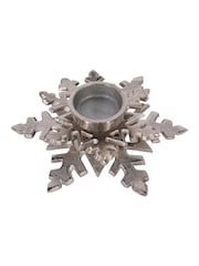 Laura Ashley Set of 2 Silver Festive Snowflake Tea Light Holders - Image 4 of 5