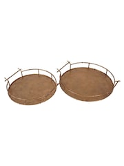 Laura Ashley Set of 2 Mustard Gold Astaire Bamboo Trays - Image 3 of 5