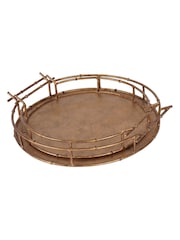 Laura Ashley Set of 2 Mustard Gold Astaire Bamboo Trays - Image 4 of 5