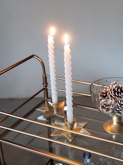 Laura Ashley Champagne Gold Set of 2 Large Star Candle Sticks - Image 1 of 3