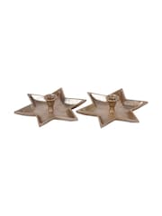 Laura Ashley Champagne Gold Set of 2 Large Star Candle Sticks - Image 2 of 3