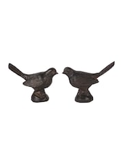Laura Ashley Brown Set of 2 Resin Sitting Bird - Image 2 of 5