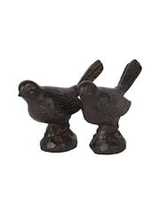 Laura Ashley Brown Set of 2 Resin Sitting Bird - Image 3 of 5