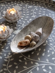 Laura Ashley Silver Large Albury Leaf Oval Bowl - Image 1 of 6