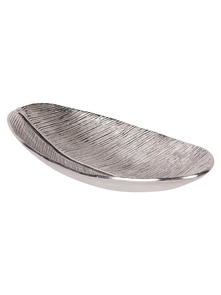 Laura Ashley Silver Large Albury Leaf Oval Bowl - Image 2 of 6