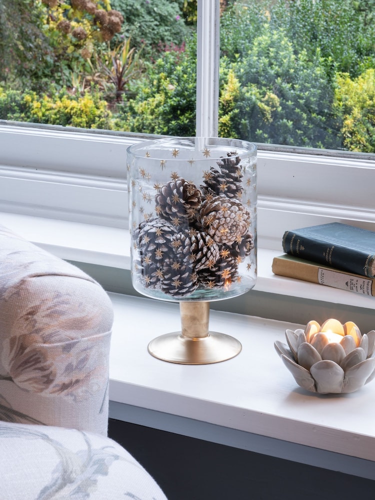 Laura Ashley Stars Glass Hurricanes - Image 1 of 5
