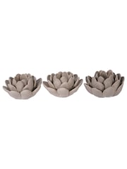 Laura Ashley Set of 3 Dark Dove Grey Larkhill Lotus Tea Light Holder - Image 2 of 5