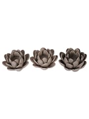 Laura Ashley Set of 3 Dark Dove Grey Larkhill Lotus Tea Light Holder - Image 3 of 5