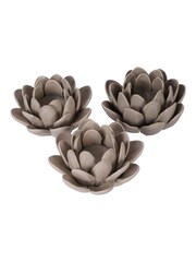 Laura Ashley Set of 3 Dark Dove Grey Larkhill Lotus Tea Light Holder - Image 4 of 5