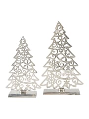 Laura Ashley Silver Festive Cut Xmas Tree Set of 2 - Image 2 of 5