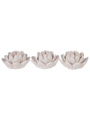 Laura Ashley Set of 3 Off White Larkhill Lotus Tea Light Holder - Image 3 of 4