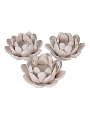 Laura Ashley Set of 3 Off White Larkhill Lotus Tea Light Holder - Image 4 of 4