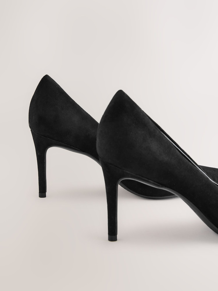 Black Suede Standard/Wide Fit Leather Mid Court Shoes - Image 10 of 10