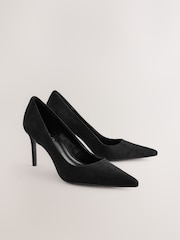Black Suede Standard/Wide Fit Leather Mid Court Shoes - Image 6 of 10