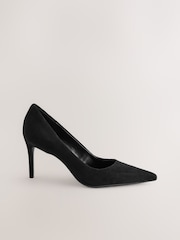 Black Suede Standard/Wide Fit Leather Mid Court Shoes - Image 7 of 10
