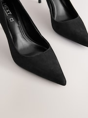 Black Suede Standard/Wide Fit Leather Mid Court Shoes - Image 9 of 10