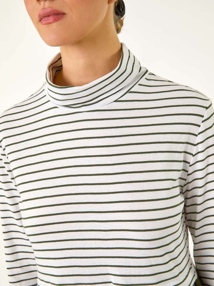 Verde - Roman Contrast Stripe Smock 100% Cotton Midi Dress - Imagen 5 de 5 Verde - Roman Contrast Stripe Smock 100% Cotton Midi Dress - Imagen 5 de 5