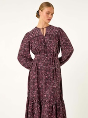 Roman Pink Floral Print Quilted Midi Dress - Image 2 of 5
