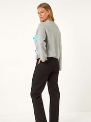 Roman Grey All Over Floral Knit Cardigan - Image 3 of 5
