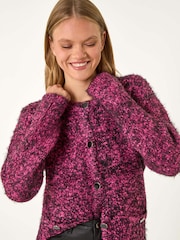 Roman Pink Fluffy Knit Button Cardigan - Image 4 of 5