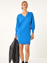 Roman Blue Knitted Jumper Dress - Image 3 of 5