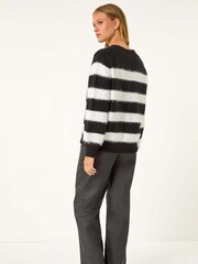 Roman Black Crew Neck Stripe Knit Jumper - Image 3 of 5