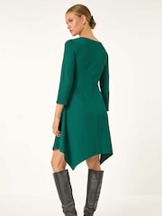 Roman Green Plain Hanky Hem Dress - Image 3 of 5