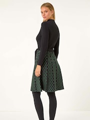 Roman Green Contrast Skirt Ribbed Jumper Dress - Image 3 of 5