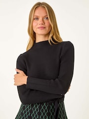 Roman Green Contrast Skirt Ribbed Jumper Dress - Image 4 of 5