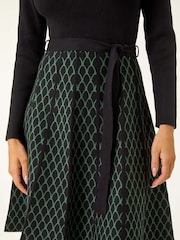 Roman Green Contrast Skirt Ribbed Jumper Dress - Image 5 of 5