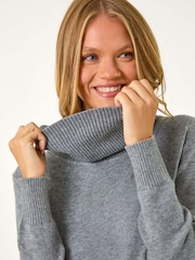 Roman Grey Soft Roll Neck Knit Jumper - Image 2 of 5