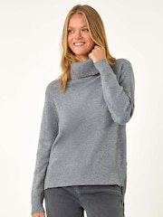 Roman Grey Soft Roll Neck Knit Jumper - Image 4 of 5