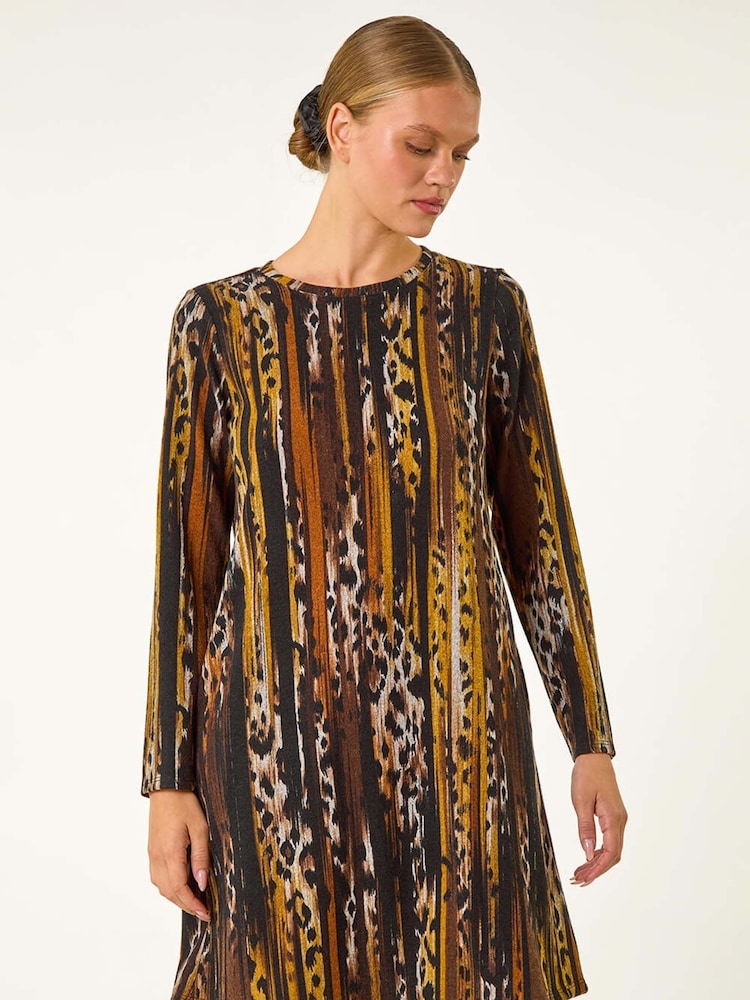 Roman Animal Print Shift Midi Dress - Image 1 of 5