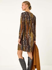 Roman Animal Print Shift Midi Dress - Image 3 of 5