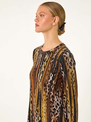 Roman Animal Print Shift Midi Dress - Image 4 of 5