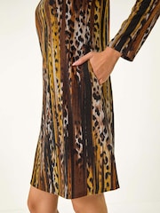 Roman Animal Print Shift Midi Dress - Image 5 of 5