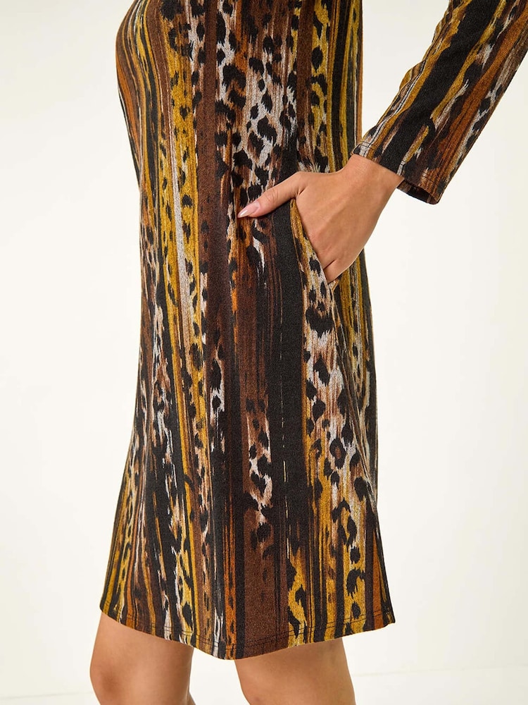 Roman Animal Print Shift Midi Dress - Image 5 of 5